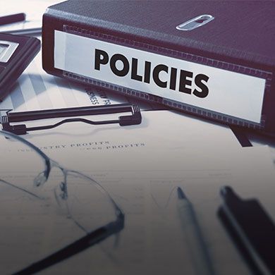 Mobile-optimized governance and ethics banner featuring a similar blue wave design with clear text for smaller screens.