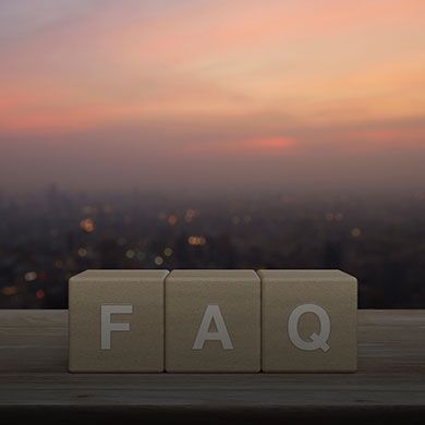 Mobile-optimized FAQ banner showing a customer care representative with headset, designed for smaller screens.