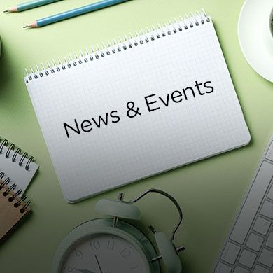 Mobile version of news and events banner showing similar digital news elements optimized for smaller screens.
