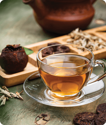 Tea leaves and extract ingredients.